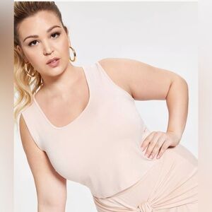 Nina Parker Women Trendy Plus Size Cropped Tank Top Beige Size 2X MSRP $49